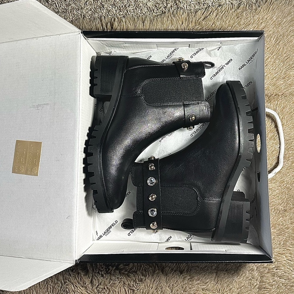 Karl Lagerfeld Paris Studded Boots - Picture 2 of 9